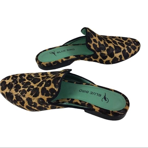 Blue Bird Pony Hair Leopard Print Mules Size 6 - Picture 4 of 10
